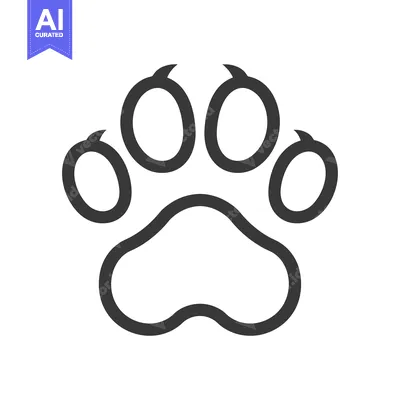 Premium design asset: A simple graphic black and white representation of a paw print