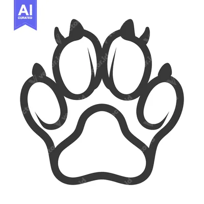 Aset premium populer: A simple drawing of a paw print with claws showing