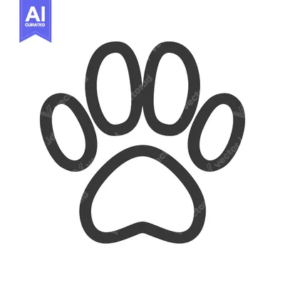 Simple black outline graphic of an animal paw print