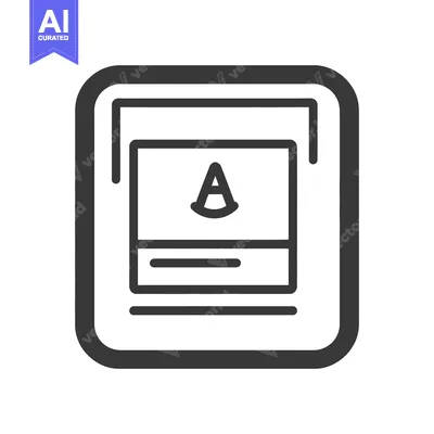 Premium design asset: A gray abstract design featuring a letter inside a rectangular frame