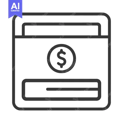 Simple outlined illustration of a wallet with currency symbol