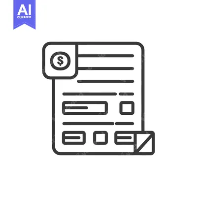 Aset premium populer: A black and white line drawing of a financial document