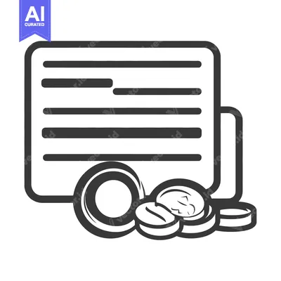 Aset premium populer: A wallet with coins and credit card lines displayed in black and white