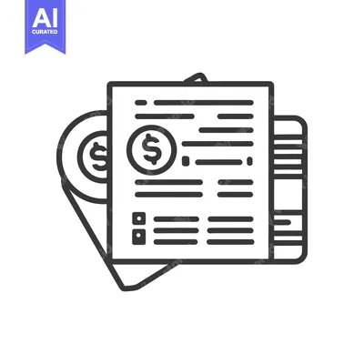 Aset premium populer: An outlined illustration of financial papers with money symbol