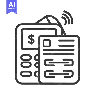 Aset desain premium: Payment terminal and card icon illustrating modern financial transacti
