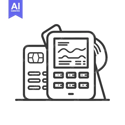 Simple black and white drawing of a credit card reader
