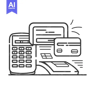 Aset desain premium: A black and white illustration of point of sale equipment