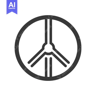 Aset premium populer: A simple black and white peace sign graphic on white