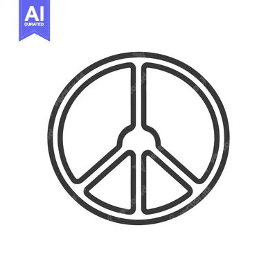 Aset desain premium: A Black Outlined Peace Symbol Drawn On A White Background