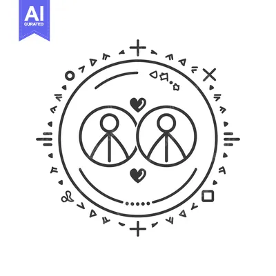 Premium design asset: A minimalist black and white illustration depicting love and connectio
