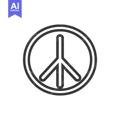 A simple black and white peace symbol in a circular design