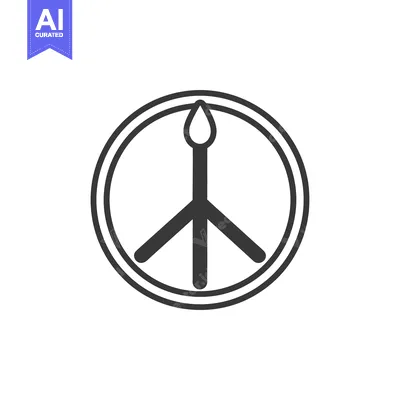 A simple black and white peace symbol with a circle around it