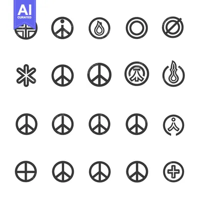 Aset premium populer: Various symbolic illustrations of peace and other design elements show