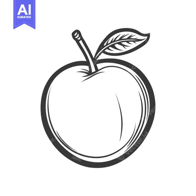 Aset premium populer: A simple black and white illustration of a fresh apple