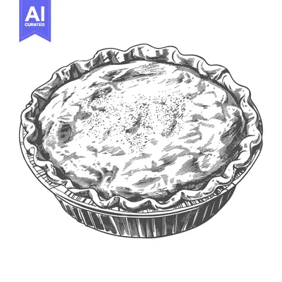 Aset desain premium: A Detailed Black And White Sketch Of A Round Pie