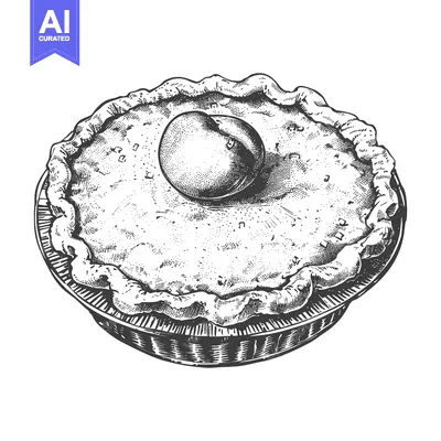 Premium design asset: An illustrated pie is decorated with a single fruit on top