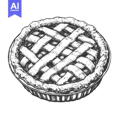 Premium design asset: A delicious baked pie with lattice crust in a round tin