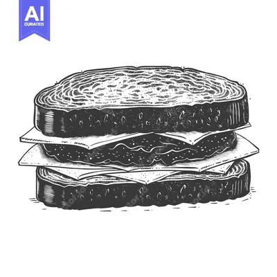 Illustration of a sandwich showing bread and other tasty ingredients