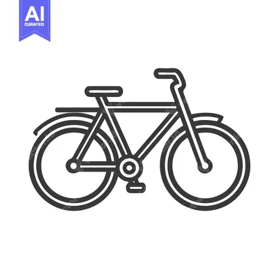 Aset desain premium: Minimalist Bicycle Icon: Clean Line Art on White Background