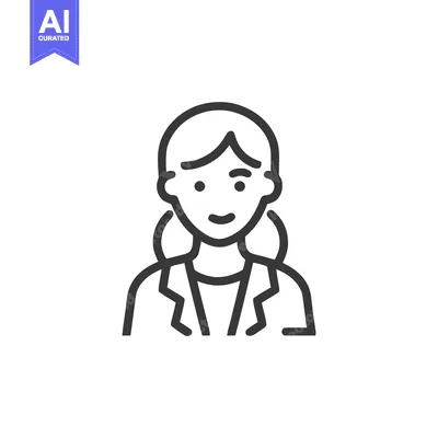 Aset premium populer: Minimalist Line Art: Smiling Woman in Blazer Icon on White Background