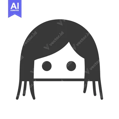 Aset premium populer: Simplified Graphic Representation of a Woman with Long Hair