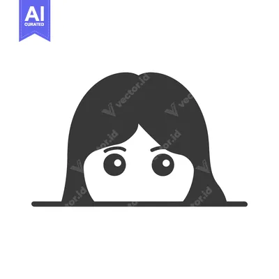 Aset desain premium: A simple illustration of a woman peeking over a line