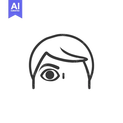 Aset desain premium: Simple monochrome illustration depicting the human eye and hair