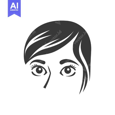 Aset premium populer: Simple vector illustration of a womans eyes and part of her hair