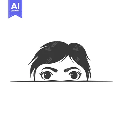 Aset premium populer: A black and white illustration showing curious peering eyes