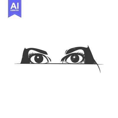 Aset premium populer: A graphic illustration of a womans eyes peering over a line