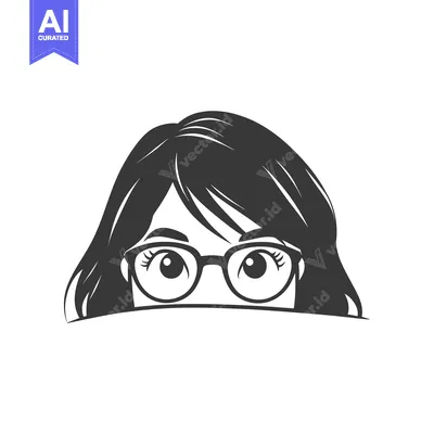 Aset premium populer: Illustration depicts the eyes and hair of a woman wearing glasses