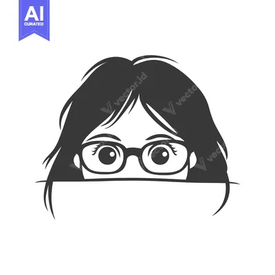 A black and white illustration of a person wearing glasses