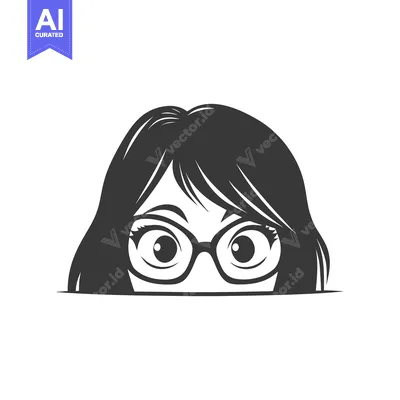 A cartoon depiction of a woman wearing glasses is visible