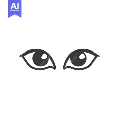 Aset desain premium: Two stylized cartoon eyes depicted with dark color and outlines