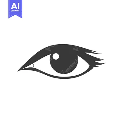 Aset premium populer: A simplified illustration of a single human eye in black color