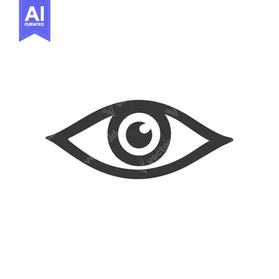 A simple graphic icon representing a human eye with detail