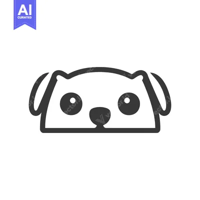 Premium design asset: Simple vector illustration of a dog with rounded features and big eyes