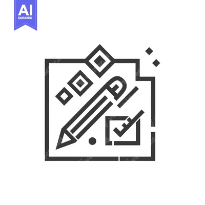 Aset desain premium: Pencil, Checkmark, and Squares in a Frame Icon