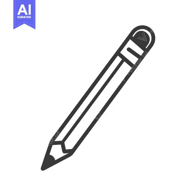 Aset desain premium: A single black and white image of a writing pencil