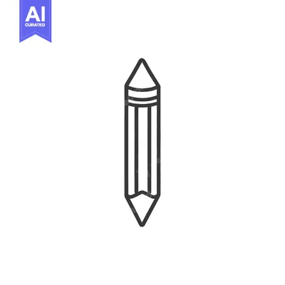 Aset premium populer: A simple illustration featuring a sharpened pencil in black outline