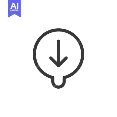Aset premium populer: Minimalist Down Arrow Icon in Circle with Bulb Shape on White Backgrou
