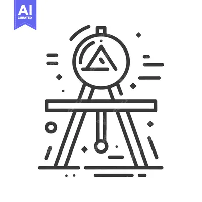 Premium design asset: Pendulum with a triangle inside a circle on a tripod stand