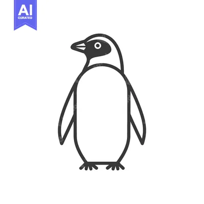 A simple black and white illustration of a standing penguin