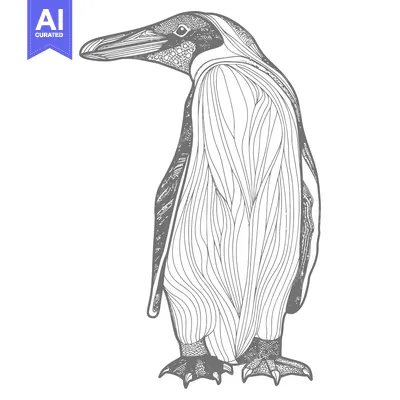A stylized illustration of a penguin standing upright in profile