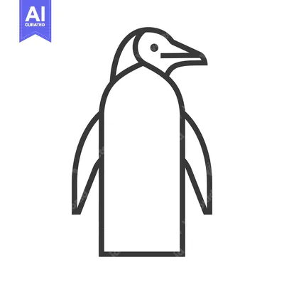 Premium design asset: A minimalist line drawing representing a standing penguin illustration