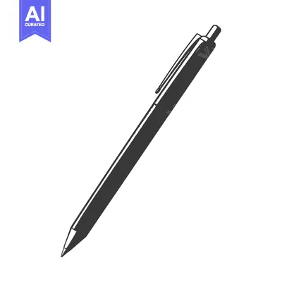 Premium design asset: A single dark pen isolated on a white background is pictured
