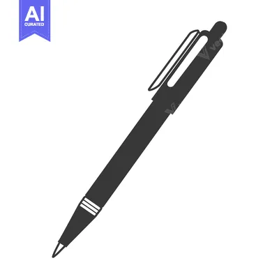 Aset desain premium: A black ballpoint pen laying on a white background