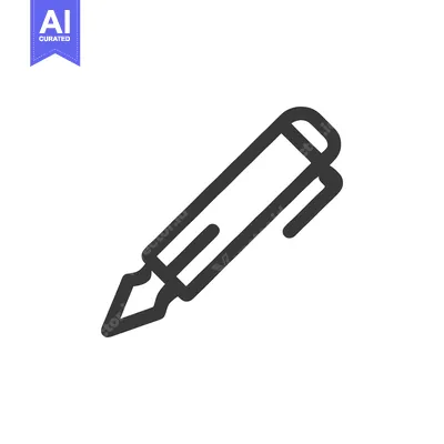 Minimalist Fountain Pen Icon on White Background