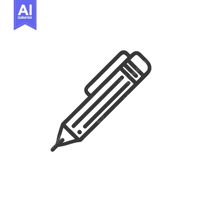 Premium design asset: Minimalist Line Art: Stylized Pencil with Cap on White Background