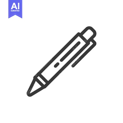 Aset desain premium: Minimalist Pen Icon: Bold Outline on White Background, Writing Tool Sy